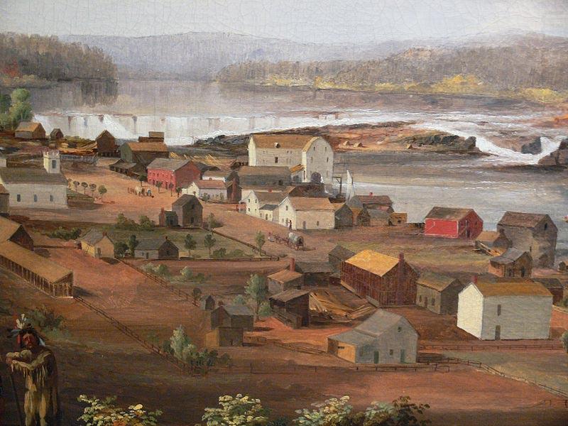 Detail from Oregon City on the Willamette River, John Mix Stanley